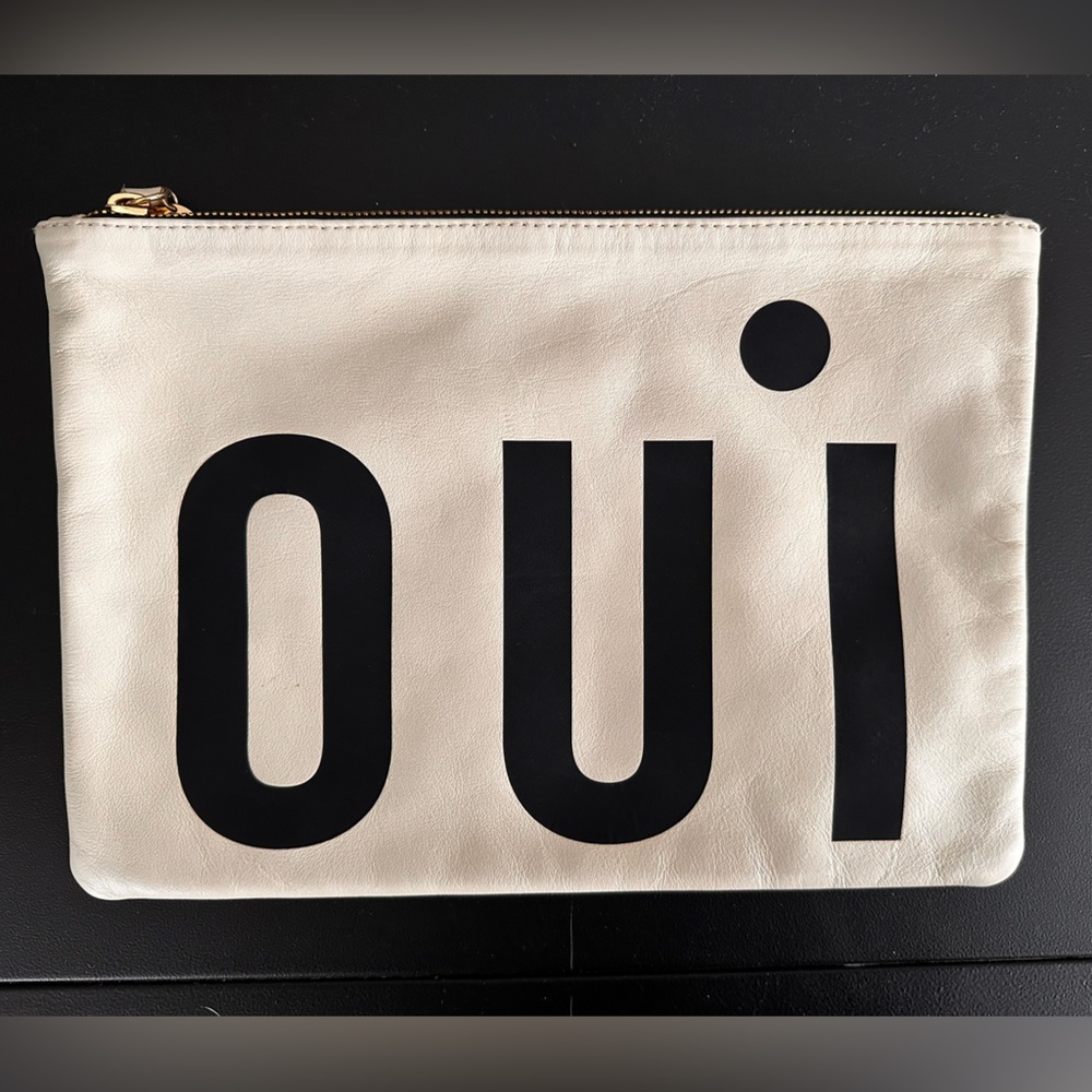 Clare V Cream and Black Oui Clutch